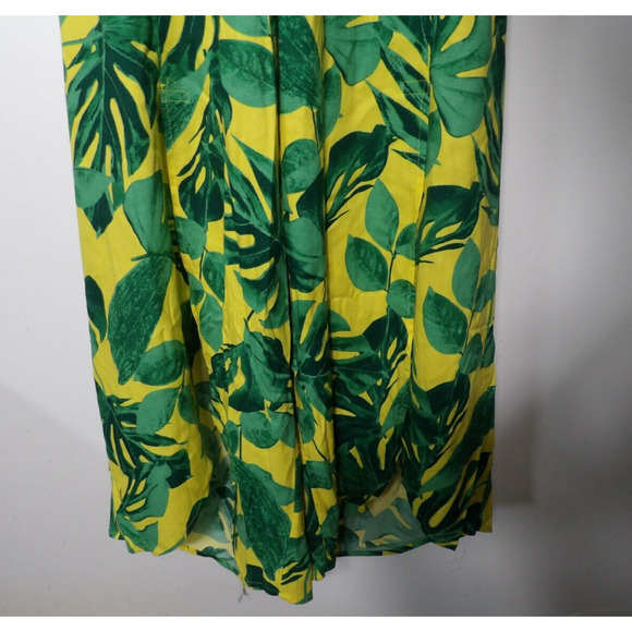 Curations 1XP Petites Plus Pant Pull On Wide Split Leg Floral Tropical Green Yel - Picture 14 of 14